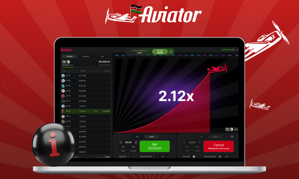 In the Aviator Kenya game, the multiplier increases from 1.00x during the flight of the plane, and the player must withdraw the bet before a random crash occurs